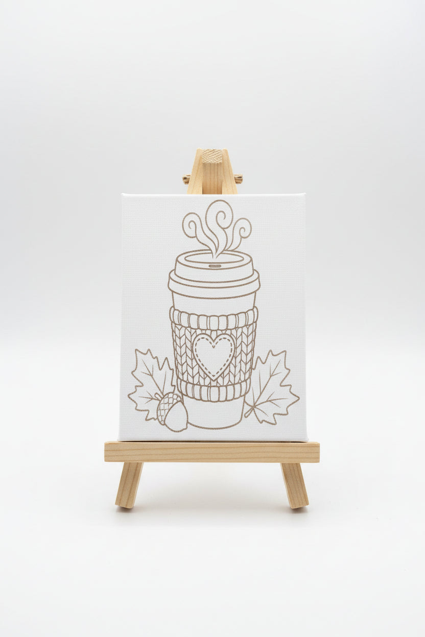 Canvas art kit~5x7~Coffee cup with leaves