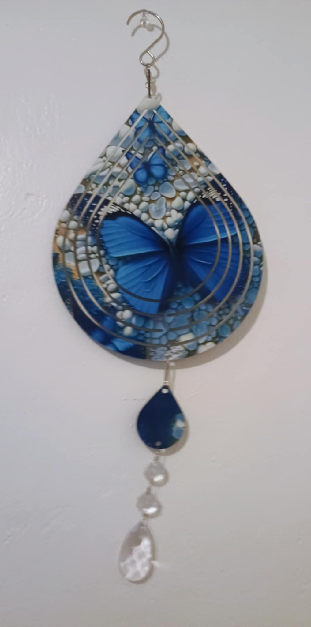 Tear drop wind spinner~Blue Butterfly