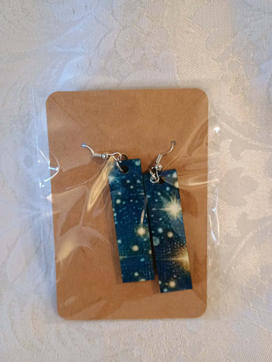 Earrings small~blue with stars