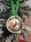 Christmas ornament~Cardinal,Pincones,Red berries