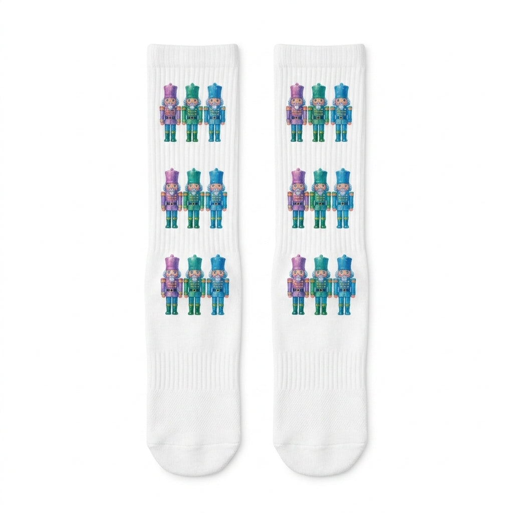 Nutcracker Christmas Athletic Crew Socks - Studio Flat Lay